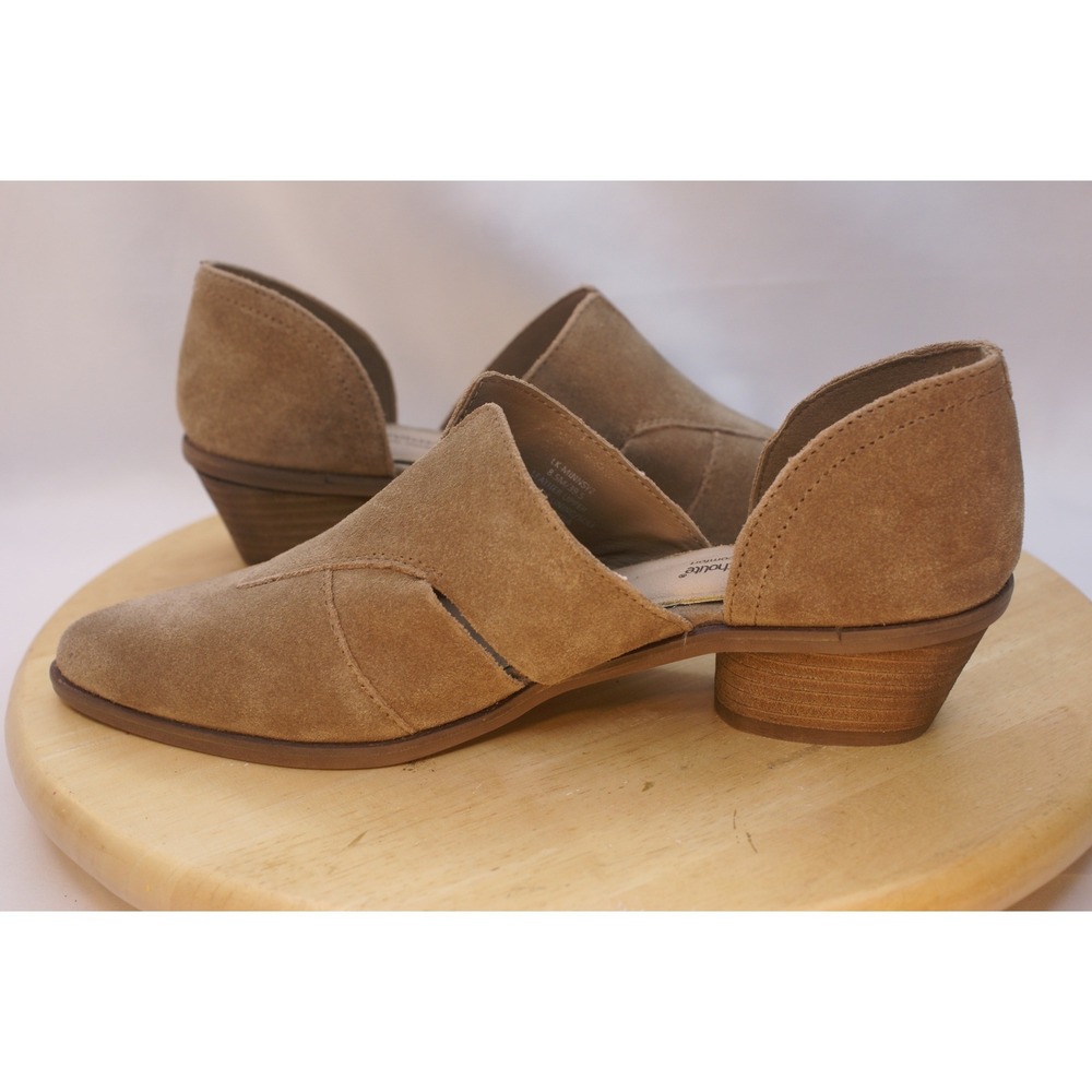 Lucky Brand Minnsy2 Tan Brown Suede Leather Cutout d'Orsay Booties Womens 8.5M - Picture 9 of 11